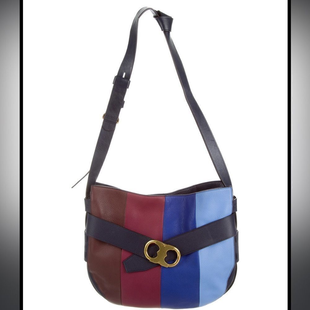 TORY BURCH Gemini Link Striped Multi Belted Hobo Cross Body Bag